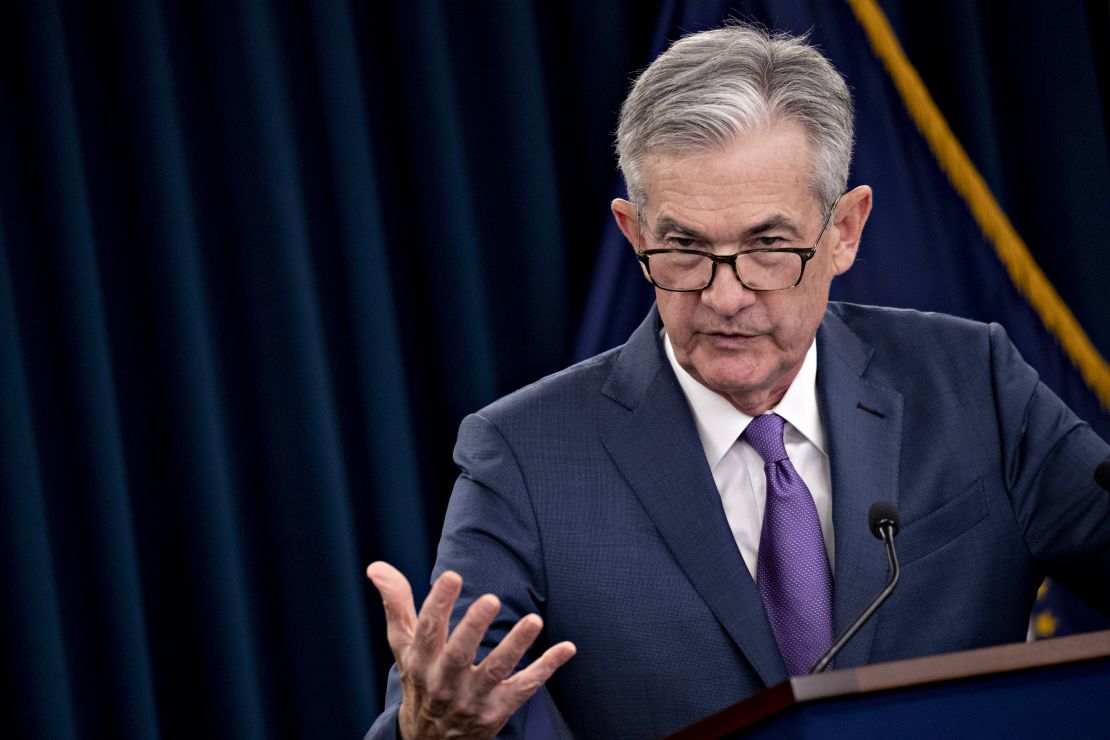 Jerome Powell, chairman of the U.S. Federal Reserve, speaks during a news conference.