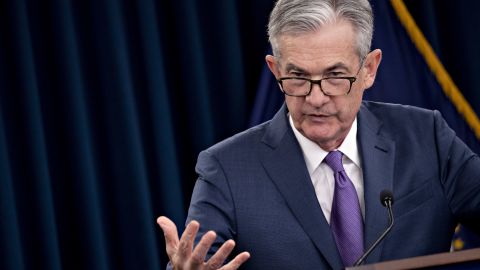Jerome Powell, chairman of the U.S. Federal Reserve, speaks during a news conference.
