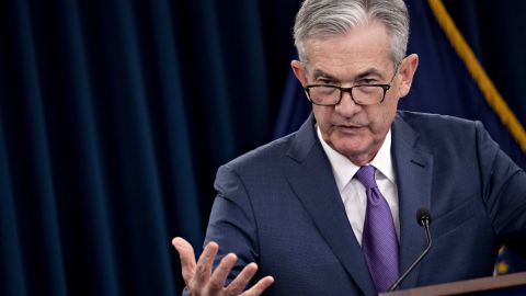 Jerome Powell, chairman of the U.S. Federal Reserve, speaks during a news conference.