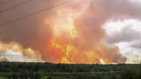 Explosions at an ammunition depot near the town of Achinsk in the Krasnoyarsk region on August 5, 2019.