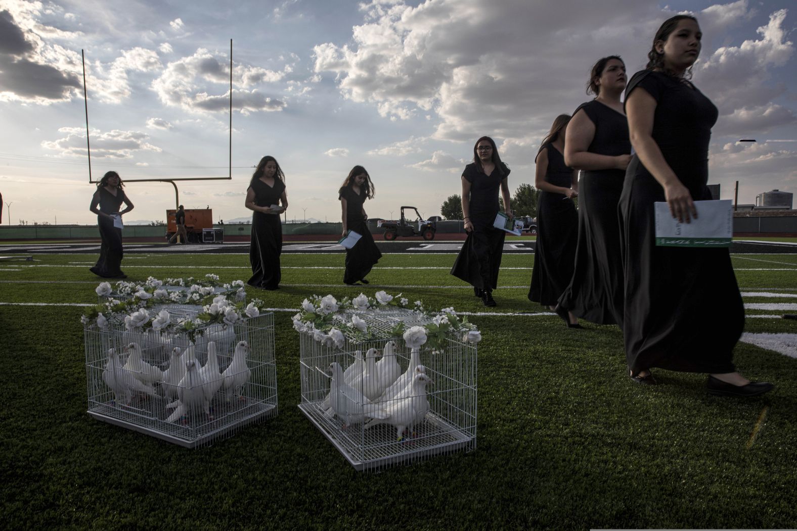 Doves are seen at El Paso's Horizon High School during a vigil for Javier Rodriguez, a 15-year-old who was killed in the El Paso shooting.