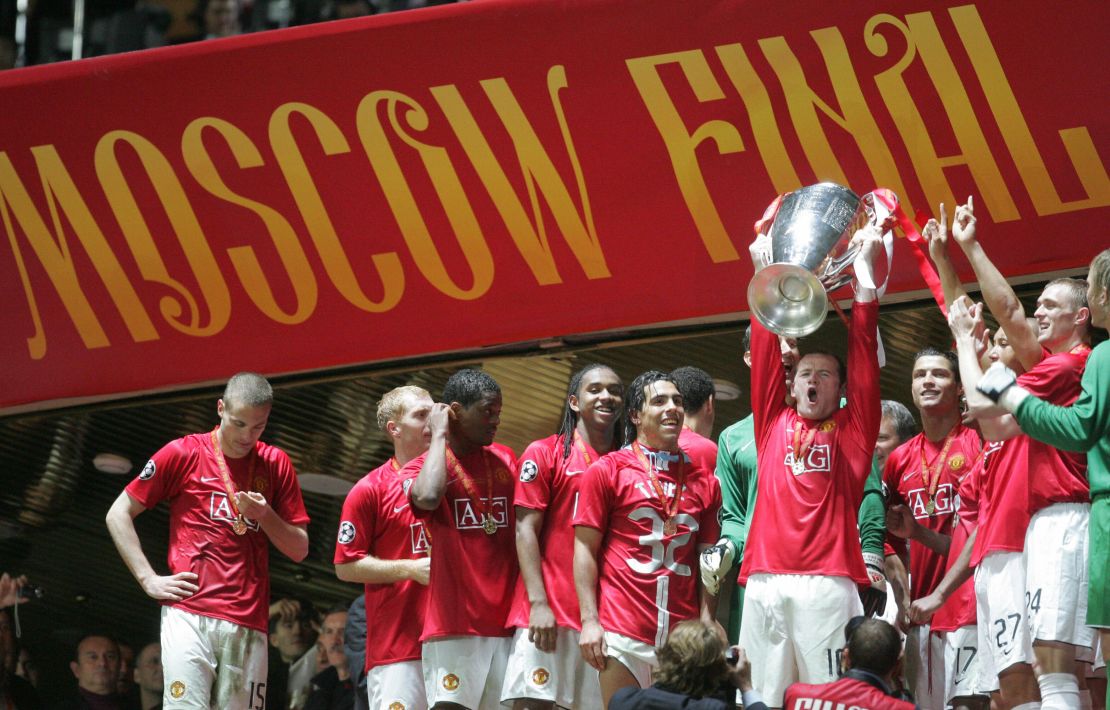 Wayne Rooney won the Champions League with Manchester United in 2008.