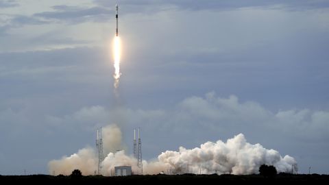 A Falcon 9 SpaceX rocket with the Israeli-owned Amos 17 commercial communications satellite lifts off from space launch complex 40 at the Cape Canaveral Air Force Station in Cape Canaveral, Fla., Tuesday, Aug. 6, 2019.