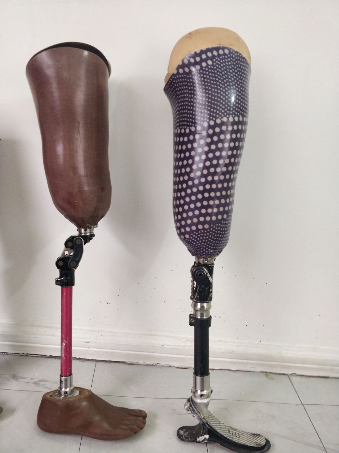 Prosthetic limbs for display at The Irede Foundation
