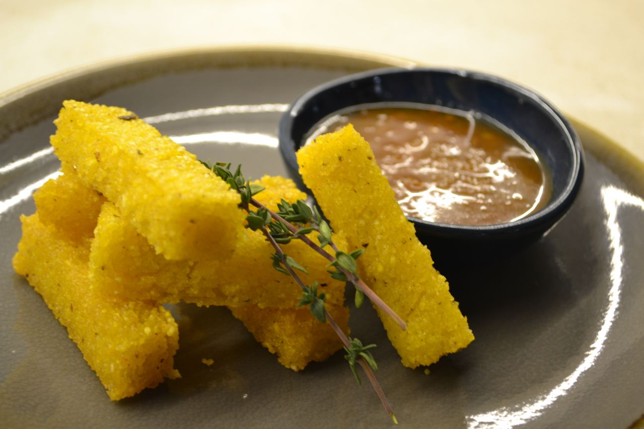 The Insect Experience's polenta fries are made with mopane worm flour.
