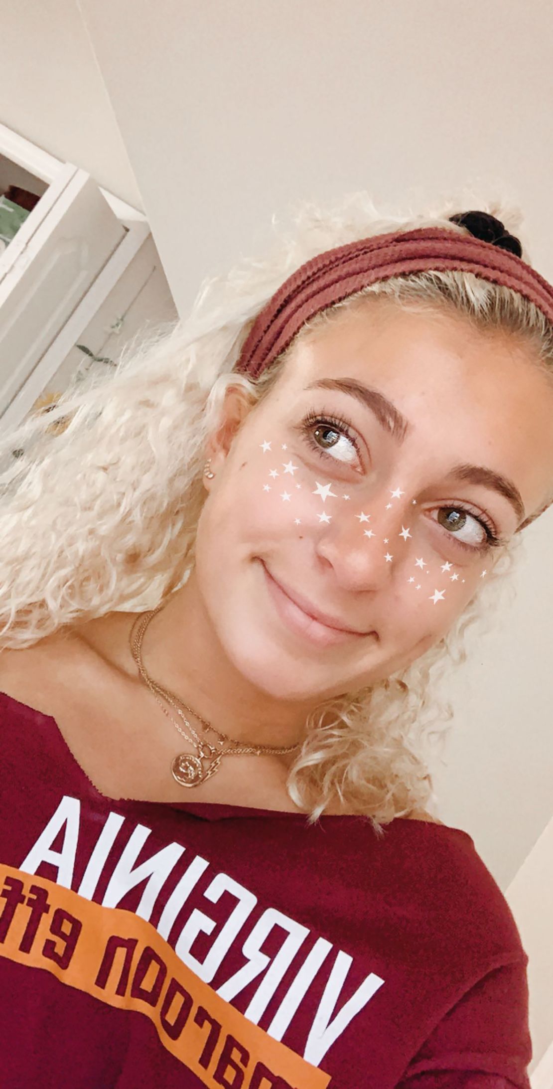 Casciello using her filter that gives users freckles in the shape of stars.