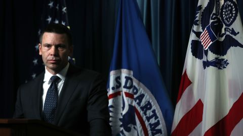 In this June 28, 2019, file photo, acting Secretary of Homeland Security Kevin McAleenan conducts a news conference at the Immigration and Customs Enforcement  Headquarters in Washington.