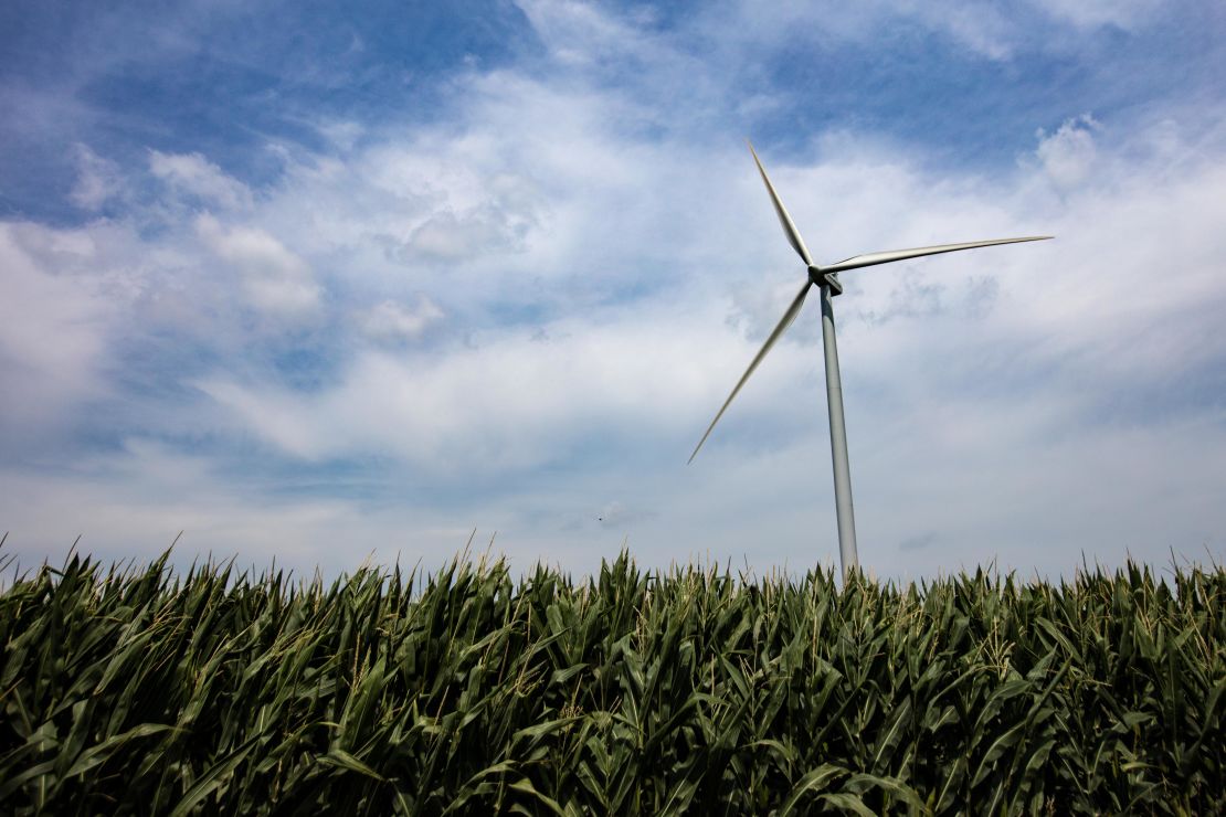 A windmill on an Iowa farm.