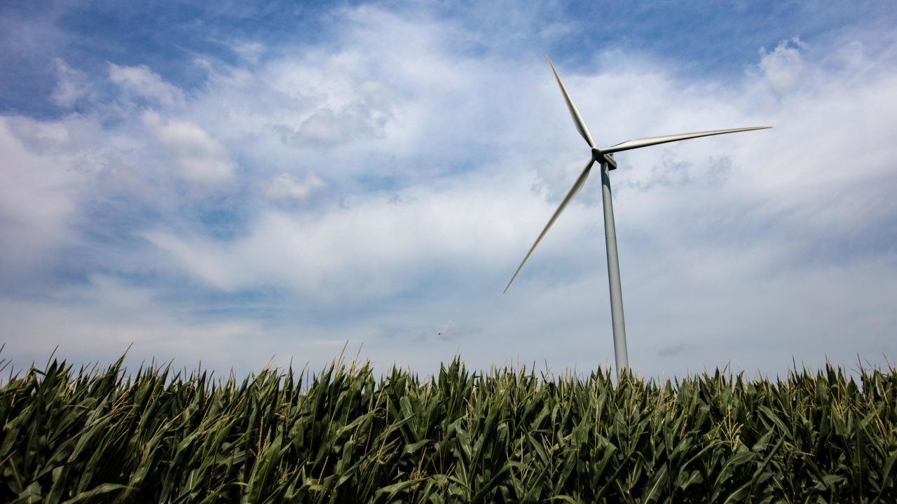 A windmill on an Iowa farm.