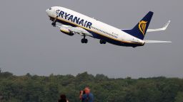 A Boeing Co. 737 aircraft, operated by Ryanair Holdings Plc, takes off from Tegel airport in Berlin, Germany, on Monday, July 29, 2019. Deutsche Lufthansa AG is considering a shift to a corporate holding structure, seeking to streamline Europe's biggest airline group as it fights for market share. Photographer: Krisztian Bocsi/Bloomberg via Getty Images