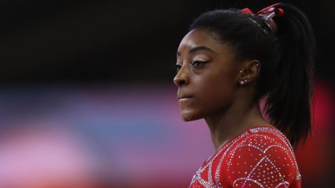 Simone Biles competes in the Womens Floor Final during day ten of the 2018 FIG Artistic Gymnastics Championships at Aspire Dome in November 2018 in Doha, Qatar.