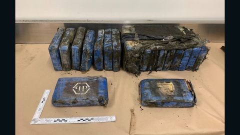Packages containing cocaine that were found on a New Zealand beach on August 7, 2019.