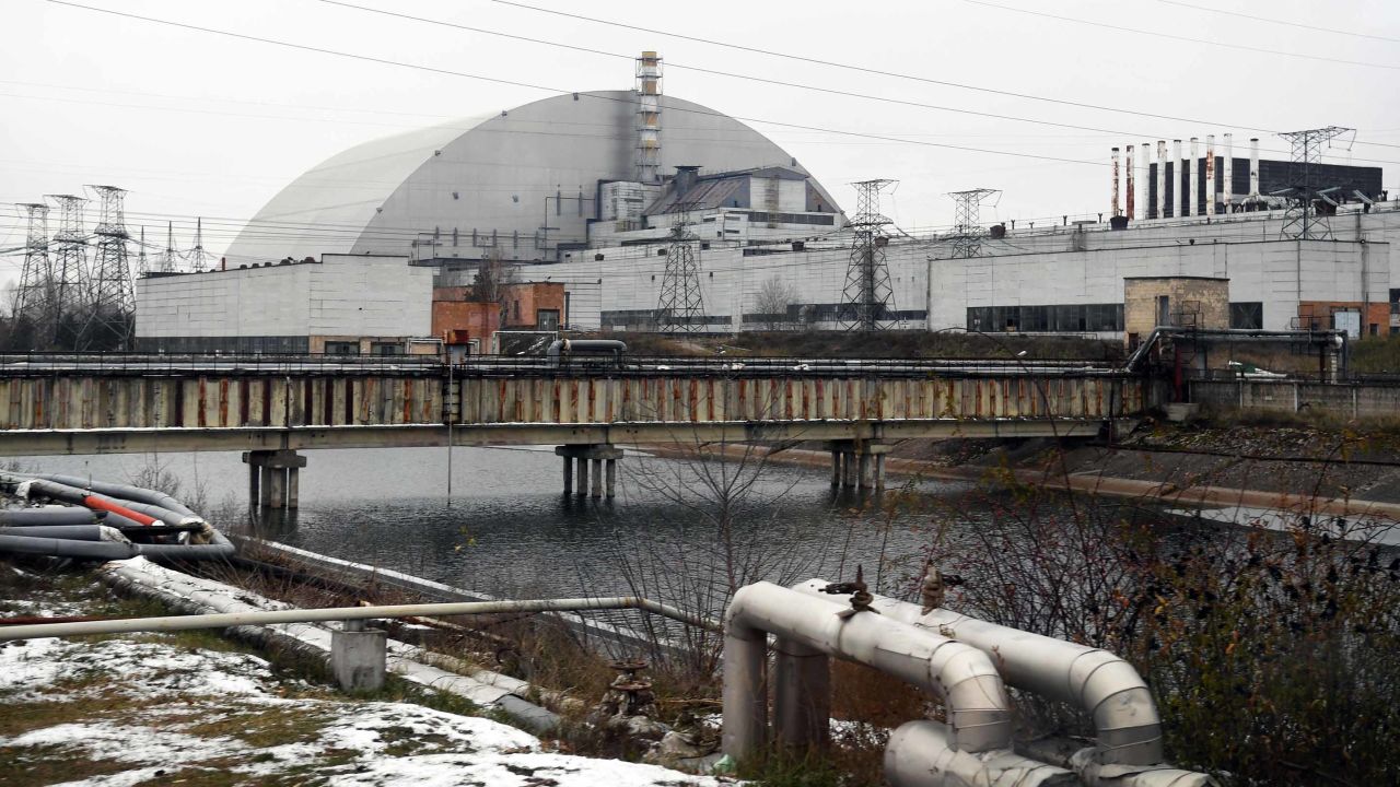 The structure of the New Safe Confinement covering the 4th block of the Chernobyl Nuclear Power Plant, which was destroyed during the Chernobyl disaster in 1986, is pictured in 2018.