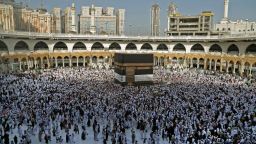 Mulism pilgrims gather around the Kaaba, Islam's holiest shrine, at the Grand Mosque in Saudi Arabia's holy city of Mecca on August 8, 2019, prior to the start of the annual Hajj pilgrimage in the holy city. - Muslims from across the world gather in Mecca in Saudi Arabia for the annual six-day pilgrimage, one of the five pillars of Islam, an act all Muslims must perform at least once in their lifetime if they have the means to travel to Saudi Arabia. (Photo by Abdel Ghani BASHIR / AFP)        (Photo credit should read ABDEL GHANI BASHIR/AFP/Getty Images)