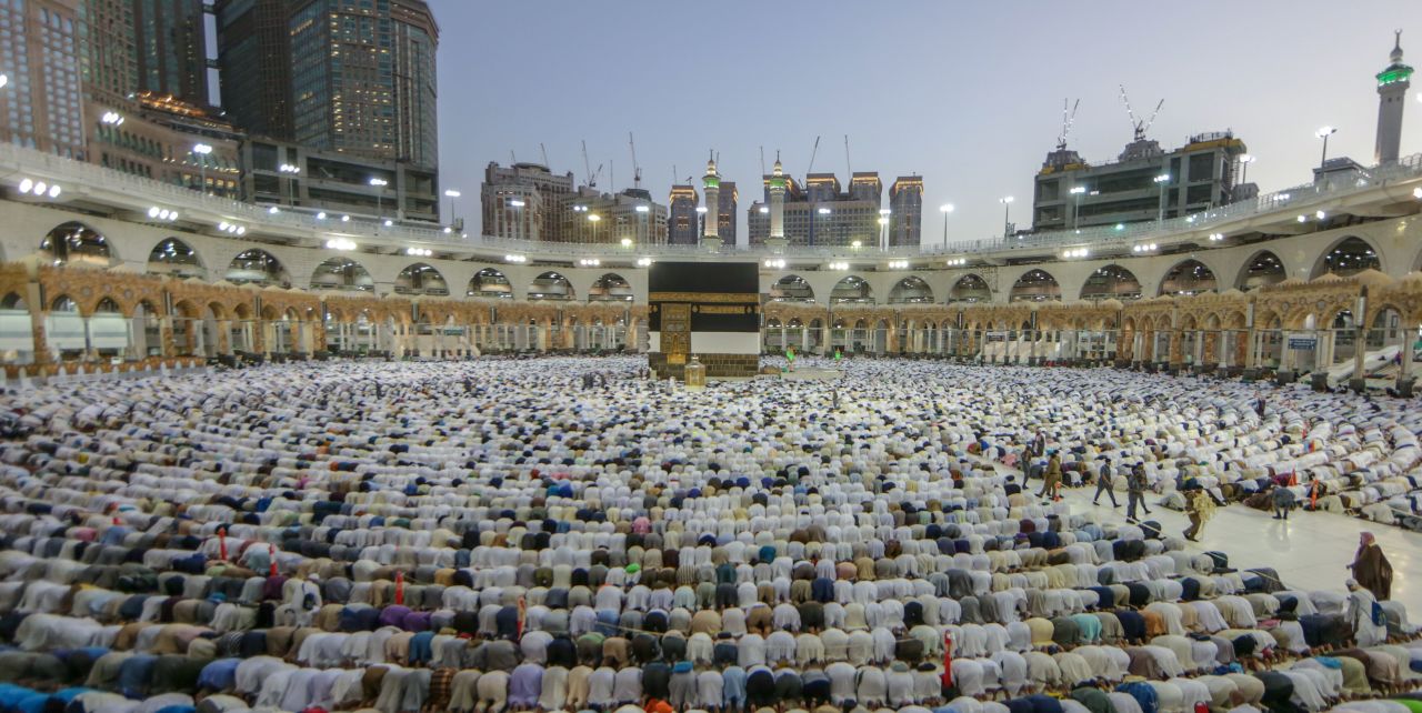 Pilgrims pray around the Kaaba on Wednesday.