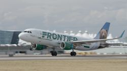 One of Frontier Airlines' A320 planes that the company says delivers the highest level of noise reduction and fuel efficiency, compared to previous models