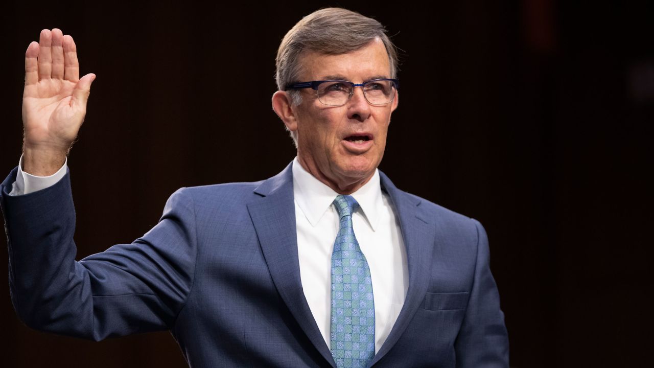 FILE - In this July 25, 2018, file photo, retired Vice Adm. Joseph Maguire and now current director of the National Counterterrorism Center, appears before the Senate Intelligence Committee on Capitol Hill in Washington. President Donald Trump has named Maguire as acting national intelligence director. (AP Photo/J. Scott Applewhite, File)