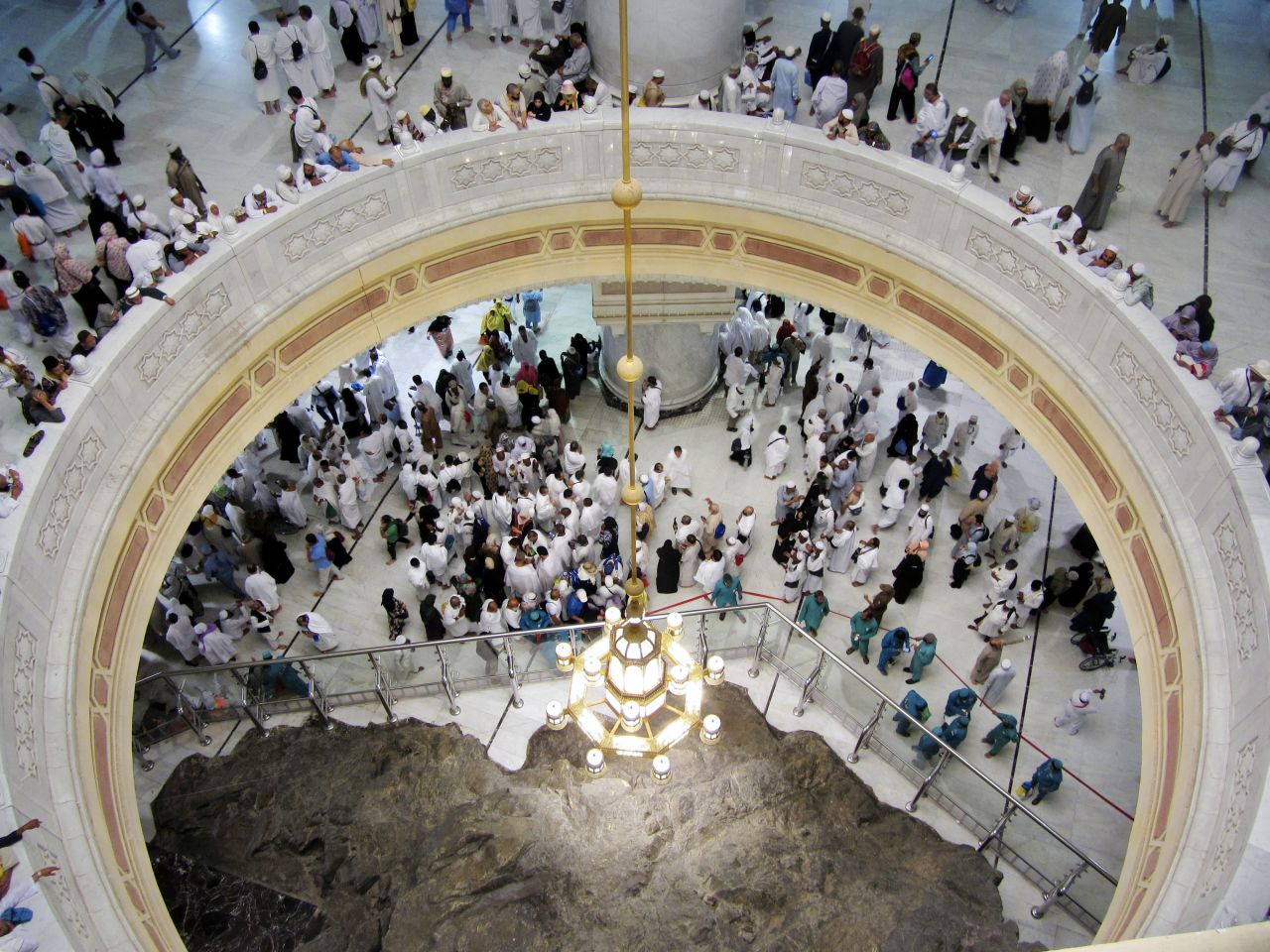 Pilgrims pray at the Grand Mosque as the Hajj begins on Friday.