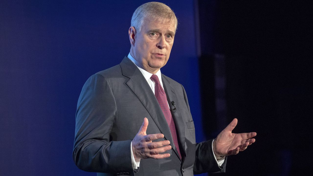 Prince Andrew, Duke of York speaks as he hosts a Pitch@Palace event at Buckingham Palace on June 12 in London.
