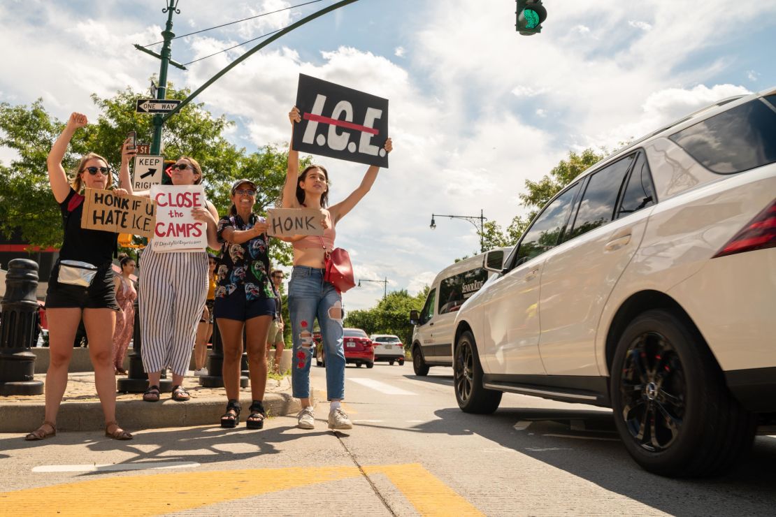 Protesters in New York demand the closure of the US Immigration and Customs Enforcement agency.
