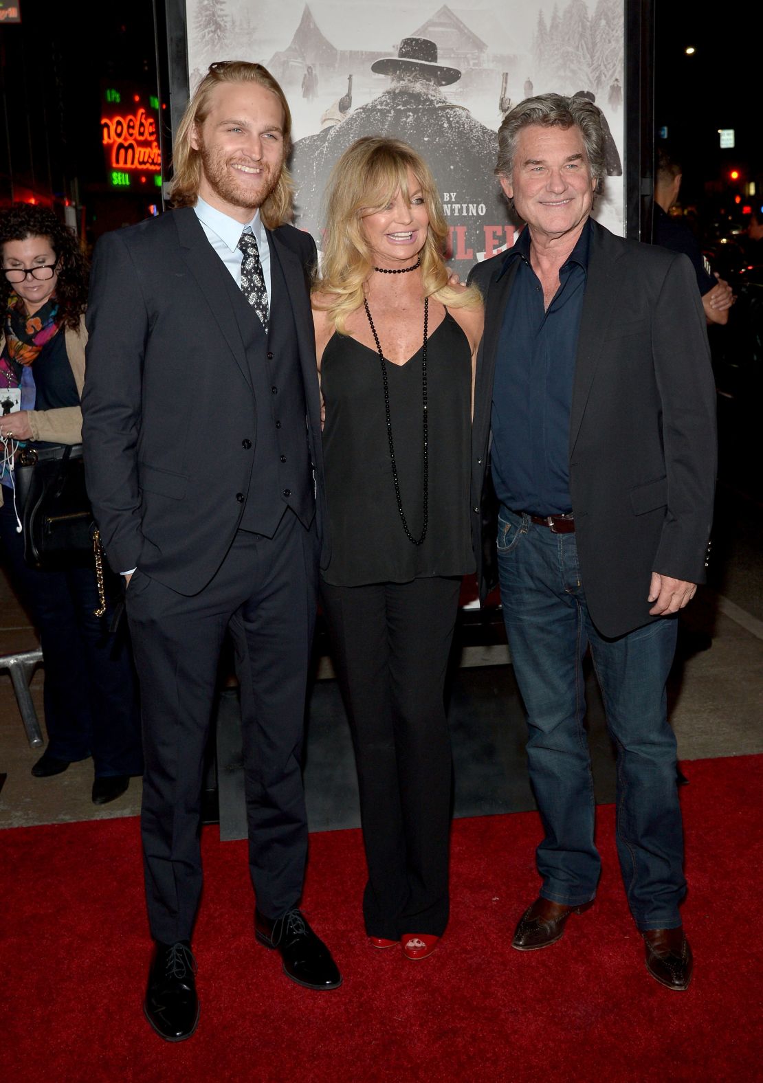 Wyatt Russell, Goldie Hawn, and Kurt Russell at a premiere in 2015