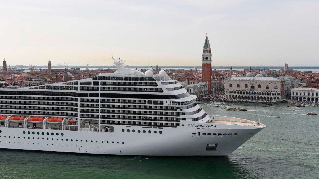 Cruise ships dwarfing the buildings are a common sight