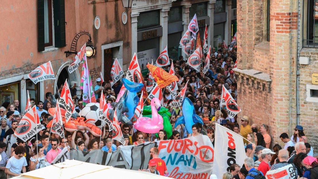 Anti-cruise protestors have become a frequent sight in Venice.