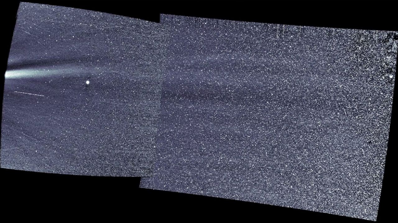 The WISPR camera captured an image of the solar wind.