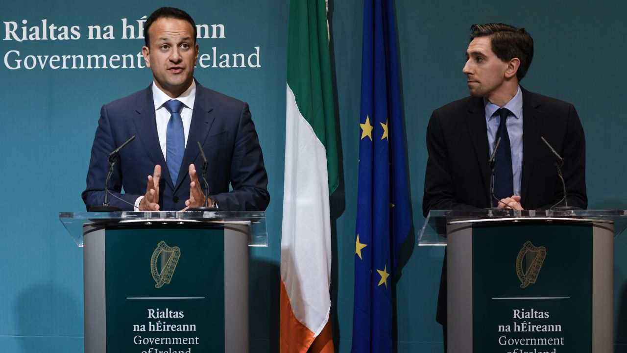 Taoiseach Leo Varadkar and Minister for Health Simon Harris speak at a news conference on the scandal last May.
