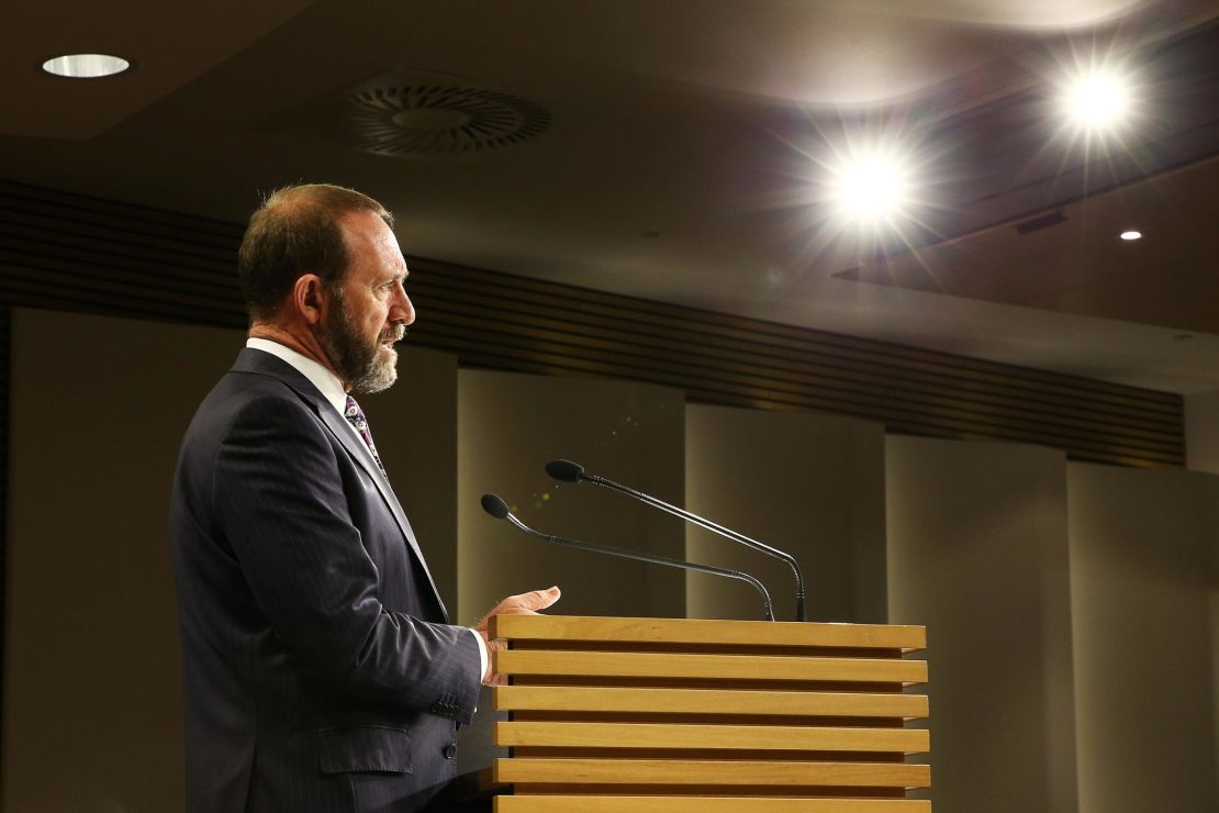 New Zealand Minister of Justice Andrew Little announces that abortion law will be modernized so that it is treated as a health issue on August 5, 2019, in Wellington, New Zealand. 