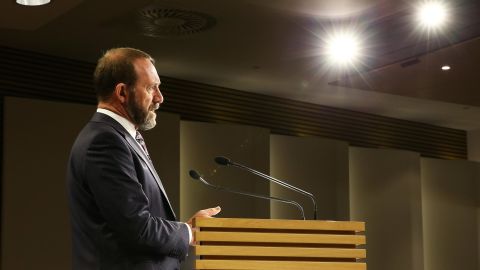 New Zealand Minister of Justice Andrew Little announces that abortion law will be modernized so that it is treated as a health issue on August 5, 2019, in Wellington, New Zealand. 