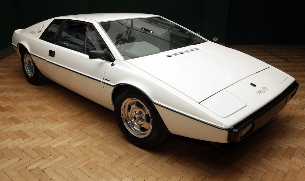 A white 1976 Lotus Esprit car from the 1977 film "The Spy Who Loved Me."