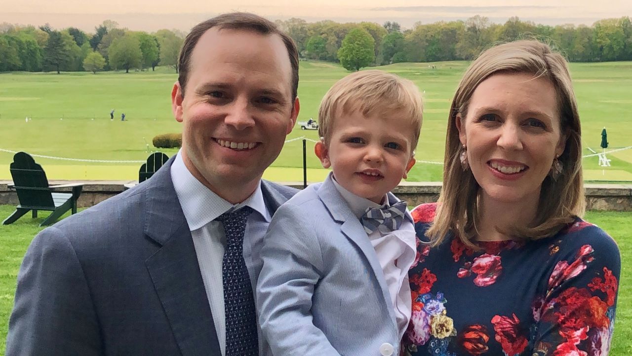 Victoria Lamberth, co-founder of ZenFi Networks, and her husband with their two-year-old son.