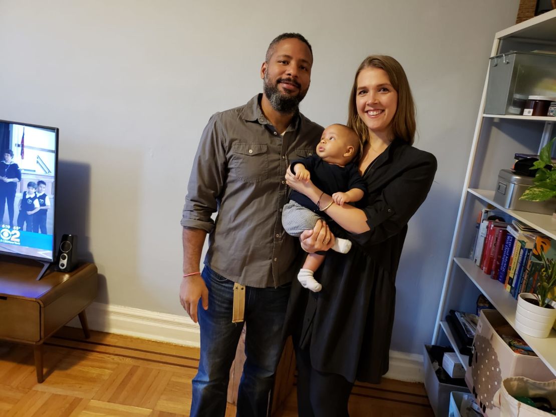 Libby Rodney, chief strategy officer for The Harris Poll, with her husband and son, who is now a year old.