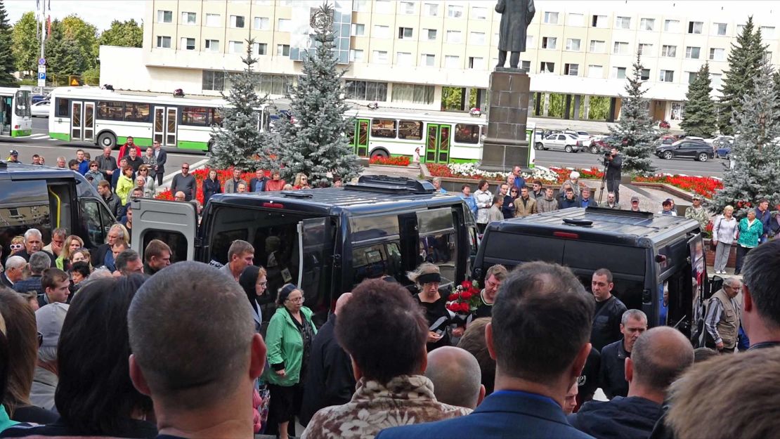 Funerals, on August 13, for the five Russian nuclear engineers killed by a rocket explosion in Sarov.