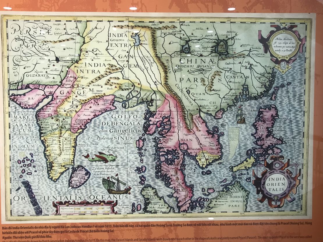 A map is displayed in the Paracel Islands Museum to support Vietnam's claims of sovereignty over those of China.