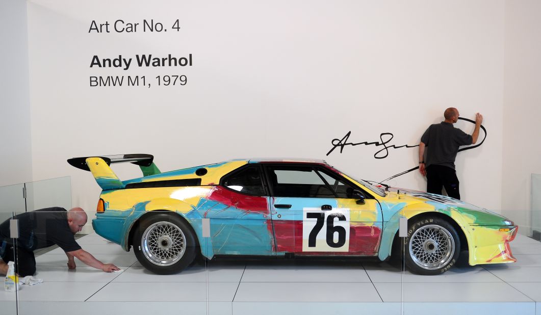 The BMW M1 was the result of a collaboration between the German manufacturer and Lamborghini, with design by Giugiaro. Famed artist Andy Warhol painted one in 1979, in reportedly all of 23 minutes.