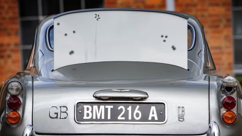 The "bulletproof shield" that comes up from the back is decorated with fake damage.