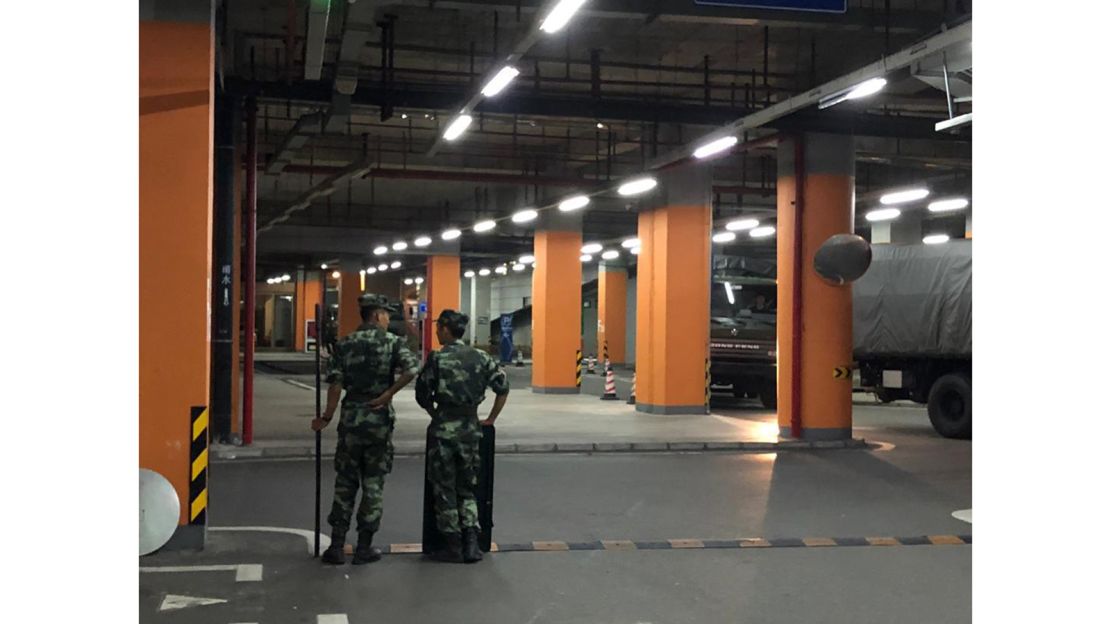 Chinese paramilitary units in Shenzhen, China.