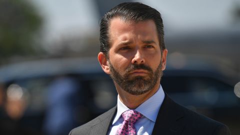 Donald Trump, Jr. looks on upon arrival at General Mitchell International Airport in Milwaukee, Wisconsin, on July 12, 2019. 