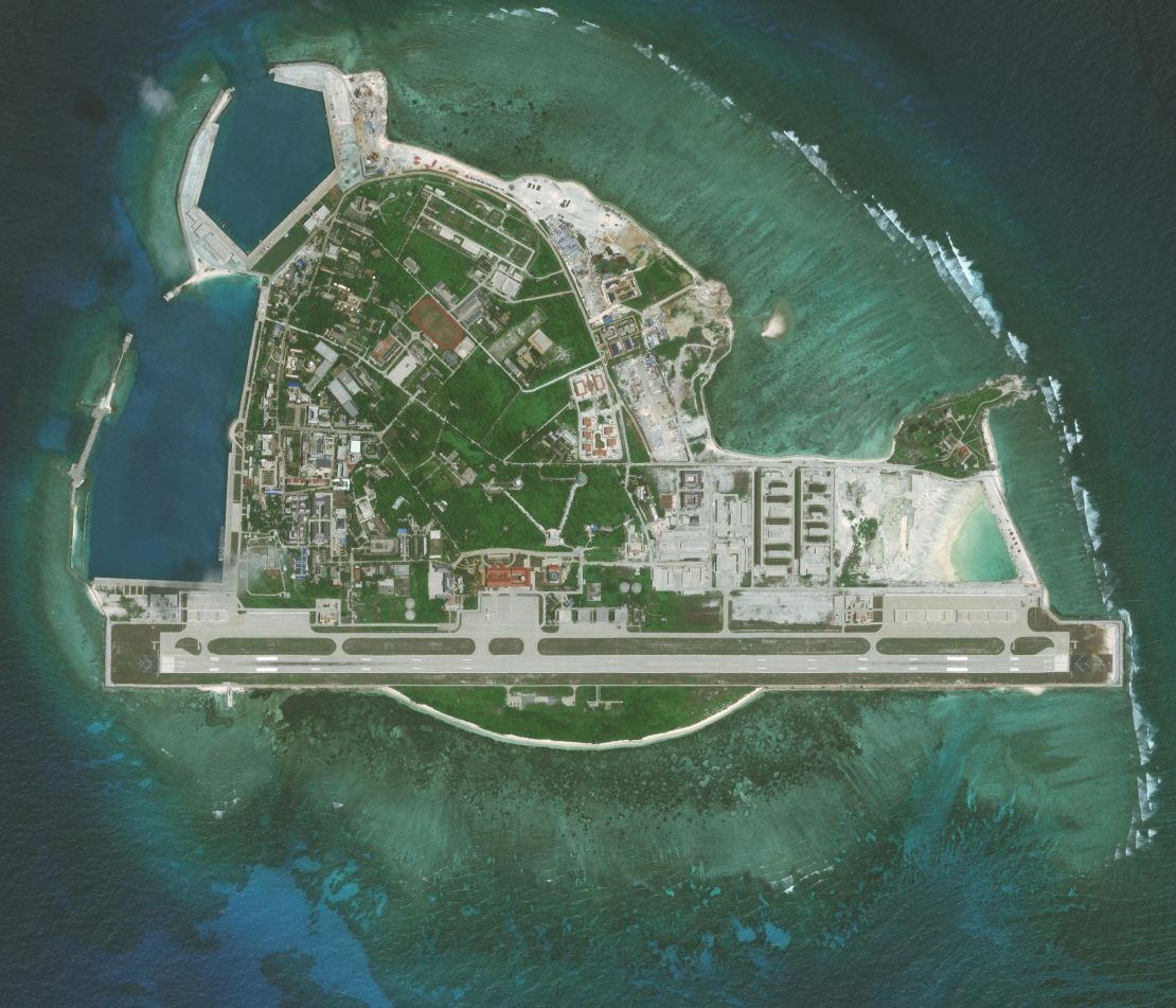 Imagery form DigitalGlobe taken in April 2016 of Woody Island in the South China Sea. 