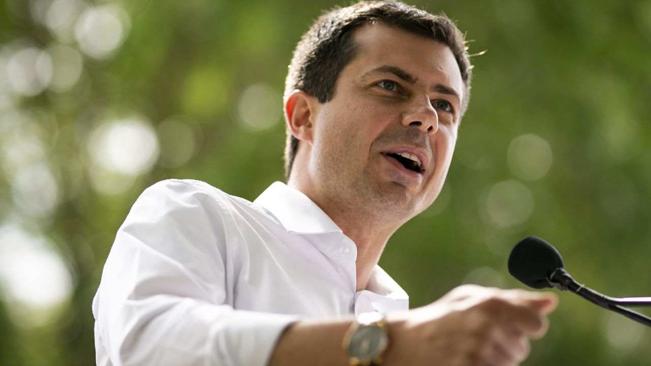 Pete Buttigieg, mayor of South Bend, Indiana, and a 2020 presidential candidate, speaks during a town hall event in Tipton, Iowa, on August 14. 