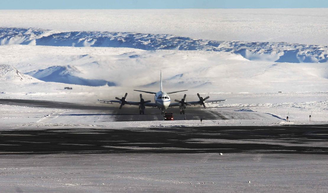 A NASA research aircraft at Thule Air Base in Pituffik, Greenland. 
