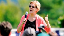 Democratic presidential candidate Elizabeth Warren speaks to supporters during a campaign stop and town hall at Toad Hill Farm in Franconia, New Hampshire, overlooking the White Mountains on August 14, 2019. (Photo by JOSEPH PREZIOSO / AFP)        (Photo credit should read JOSEPH PREZIOSO/AFP/Getty Images)