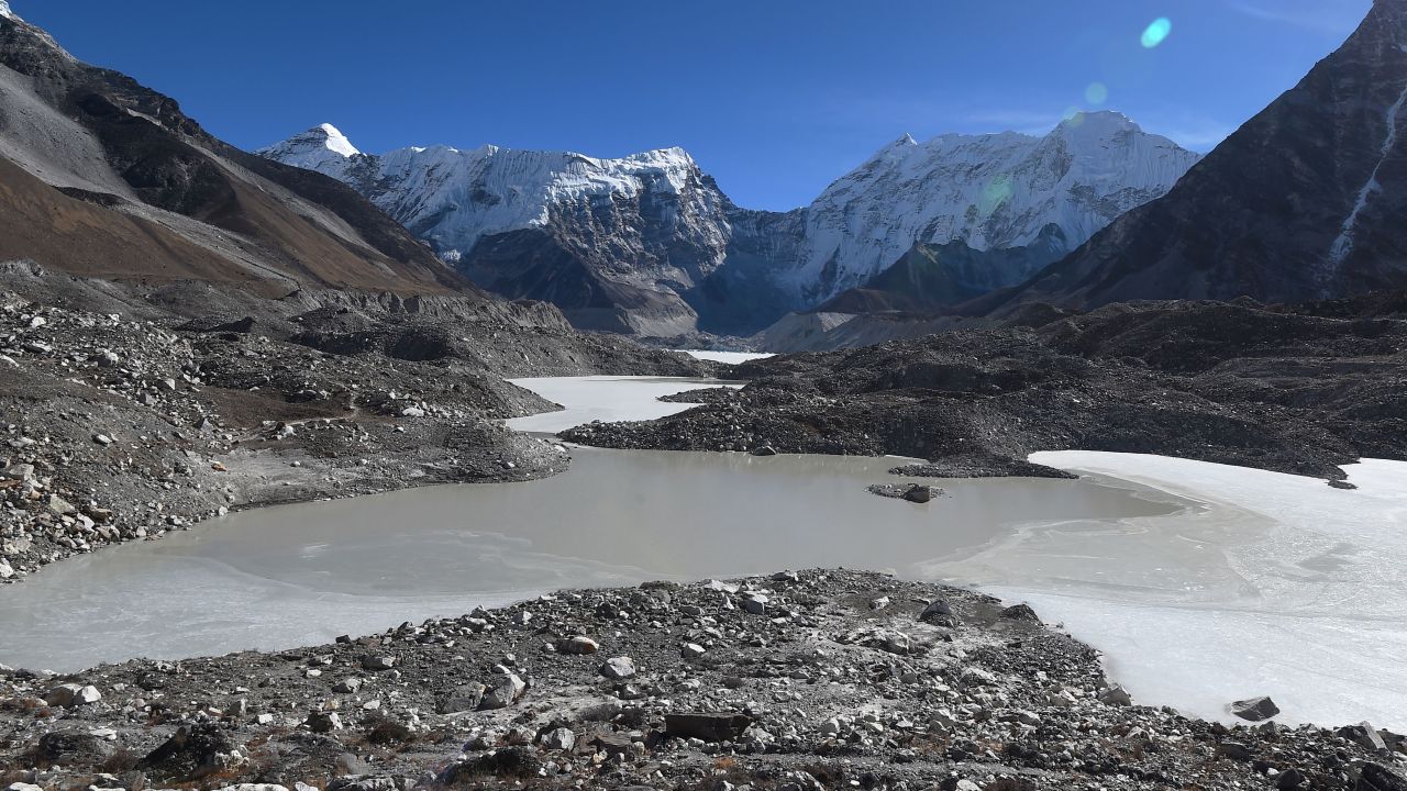 The Imja glacial lake in the Himalaya.