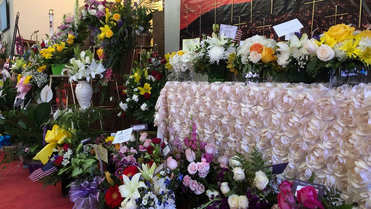Hundreds of flower arrangements have been sent to Margie Reckard's funeral in El Paso, Texas.