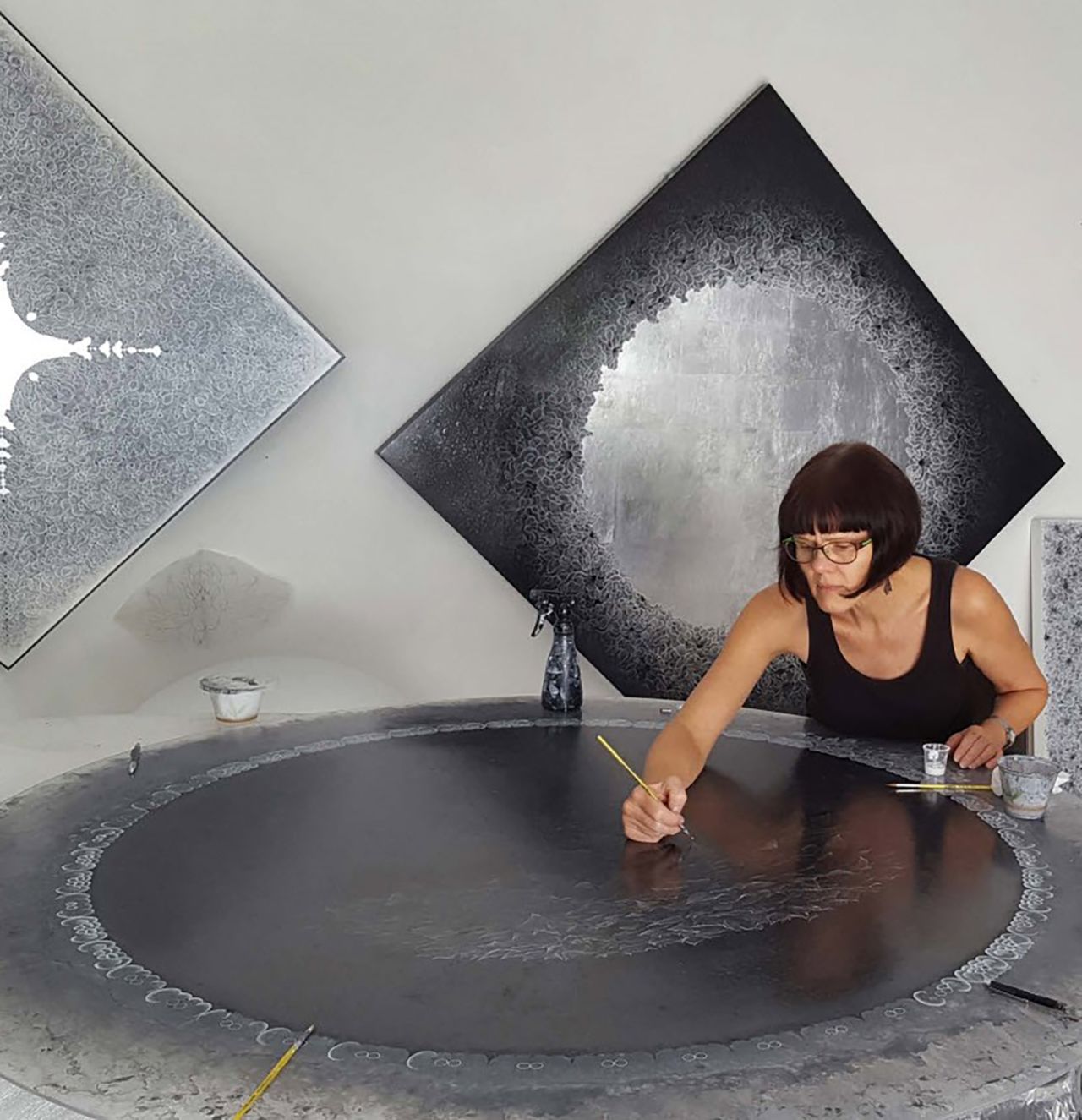 Prusa at work in her studio. A single piece can take a thousand hours to complete.