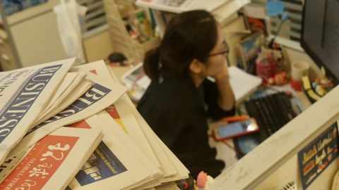 Staffers at work in The Global Times Beijing office.