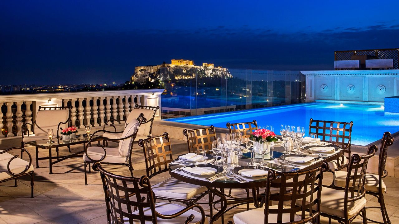 <strong>King George Hotel, Athens:</strong> Sweeping views of the Acropolis are a selling point at the King George Hotel in the Greek capital of Athens.