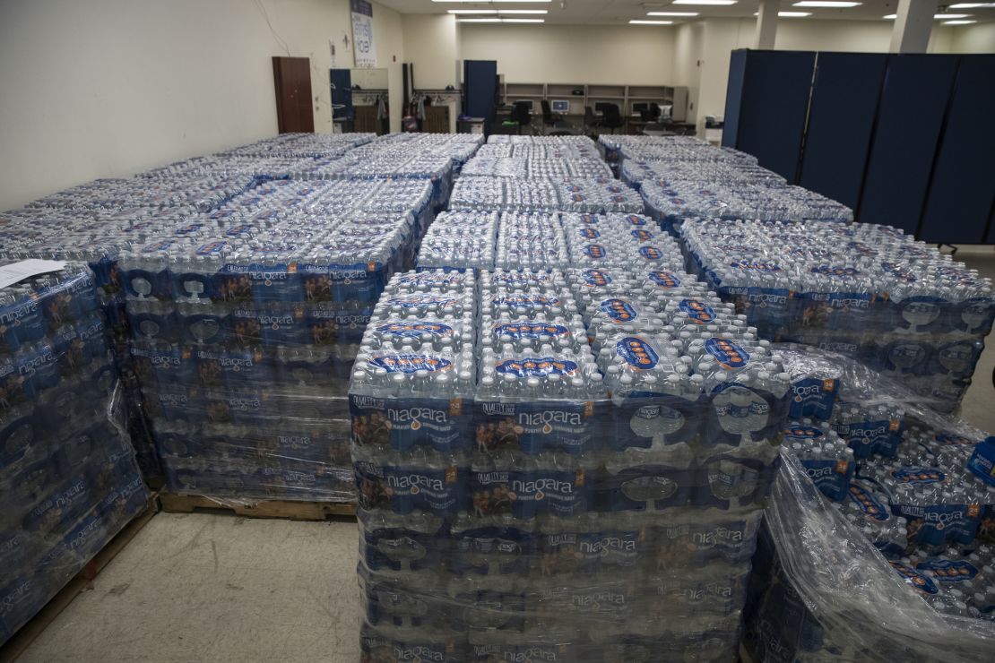 Residents can pick up bottled water from the Vince Lombardi community center in Newark.